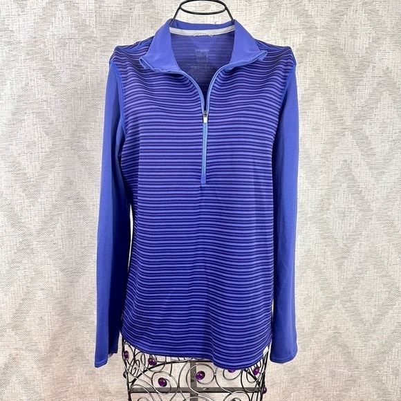 Patagonia capilene 3 blue striped base layer 1/4 zip pullover size M - Picture 1 of 6
